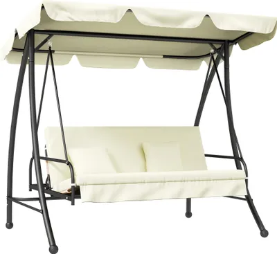 Produktbild von Hollywoodschaukel 3 Sitzer mit Liegefunktion – 200x125x170 cm Gartenbank, Weiß