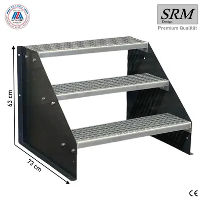 Immagine prodotto di scala a 3 gradini autoportante modello 1 scala autoportante antracite scala in acciaio larghezza 60 cm altezza 63 cm senza ringhiera