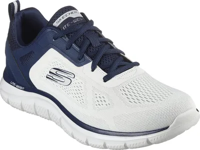 Produktbild von Skechers Herren Low-Cut Sneaker TRACK BROADER Off White/Navy 42 EU mit Memory Foam Innensohle, vegan, maschinenwaschbar, aus Textil/Synthetik/EVA, 1,8 cm