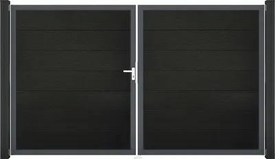 Produktbild von Doppeltor GroJa Flex Grande links vormontiert ohne Pfosten Rahmen anthrazit 300 x 180 cm schwarz