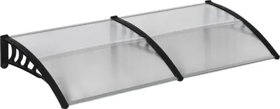 Produktbild von Fortuna Lai Pultvordach Vordach für Haustür 200 x 96 x 27 cm Überdachung mit UV Schutz, Regenschutz Sonnenschutz für draußen Alu Schwarz