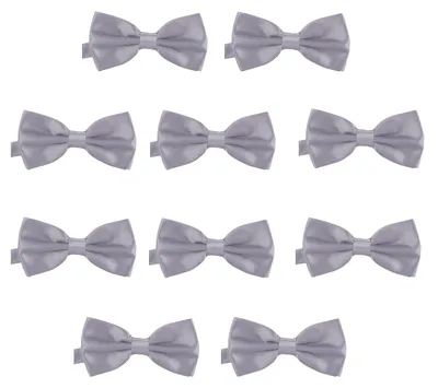 Produktbild von 10er Set DonDon Herren Fliege 12 x 6 cm gebunden und längenverstellbar platin