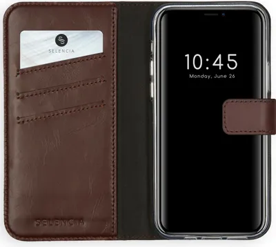 Immagine prodotto di Custodia a libro in vera pelle Selencia per iPhone 12 Pro Max - Marrone
