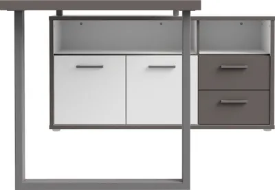 Produktbild von Furniture24 Schreibtisch Mit Kommode Keflavik Kflb141-J53 Auflageschreibtisch Eckschreibtisch Weiß/Grau