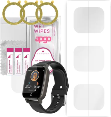 Produktbild von apgo 3 Stück Schutzfolie, klar, kompatibel mit BlitzWolf BW-HL1T Smartwatch, Hydrogel Displayschutzfolie mit Positionierhilfe, Displayfolie, robust und kratzfest