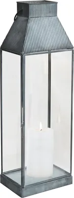 Immagine prodotto di Milani Home - lanterna in vetro di design moderno per giardino cm 18 x 12,5 x 51 h - Grigio