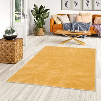 Produktbild von Luxus Super Soft Hochflor Langflor Teppich Deluxe Curry, Größe:400x500 cm