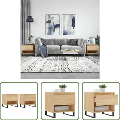 Produktbild von The Living Store Couchtische 2 Stk. Sonoma-Eiche 50x46x50 cm Holzwerkstoff
