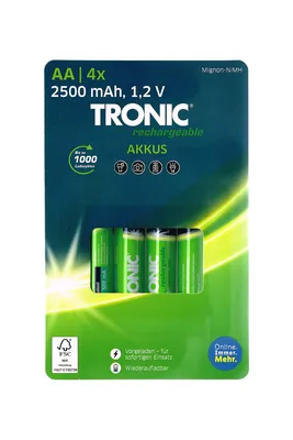 Produktbild von Tronic Akku Ni-MH 4 Stück - schnellladefähig & bis zu 1000x Wiederaufladbar AA