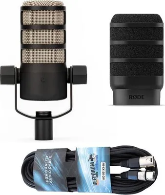 Produktbild von Rode Mikrofon Podmic mit WS14 Popschutz und Kabel