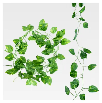 Produktbild von Künstliche Efeu, 1 Stück Efeuranke Girlande, Gefälschte Pflanzen mit grünen Blättern für Hochzeit, Küche, Büro, Garten, Balkon, Schlafzimmer, Wanddekoration
