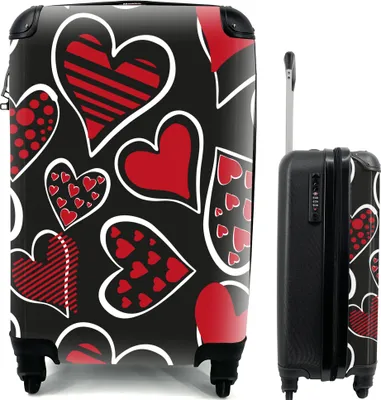 Produktbild von MuchoWow® MuchoWow® Koffer Handgepäck Trolley Rollkoffer Kleine Reisekoffer mit 4 Rollen - Mädchen - Herz - Liebe - Muster - Mädchen - Kinder - Kind - Cabin Size < 55x40x23 cm & 55x40x20 cm - Fotokoff