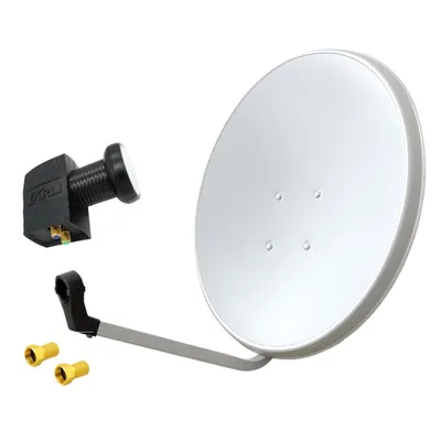 Produktbild von ARLI 60cm HD Sat Anlage Weiß mit Twin LNB + 2x F-Stecker vergoldet - 2 Teilnehmer