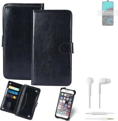 Produktbild von K-S-Trade 360° Hülle kompatibel mit Oppo Reno2 F inkl. Headphones schwarz Kunstleder Case BookCase WalletCase Kunstlederederhülle Handyhülle,