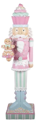 Productafbeelding van Clayre & Eef kerstdecoratie met LED-verlichting, notenkraker, 35x30x125 cm, roze, kunststof