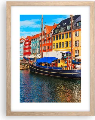 Produktbild von Gerahmtes Poster - Rahmen in heller Eiche - Kopenhagen Nahavn Schiffe - 30x40 cm - Wand Bild - Wanddeko - Wandbilder - Wandposter - Bilderrahmen - Bilder - Kunstdruck - Wandbild - P2NPA30x40-4205