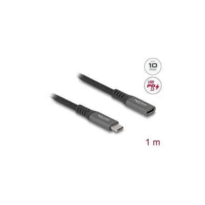Produktbild von DeLOCK USB 10 Gbps Verlängerungskabel USB Type-C Stecker zu Buchse PD 3.0 100 W 1 m grau Metall, 1 m, USB C, USB C, USB 3.2 Gen 2 (3.1 Gen 2), 10 Gbit/s, Schwarz