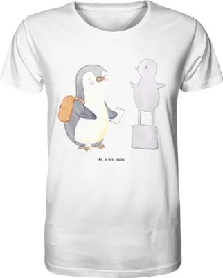 Produktbild von Mr. & Mrs. Panda T-Shirt Pinguin Museum besuchen Größe M - Weiß - Geschenk, Museen, herren shirt, Tshirt, Herren-T-Shirt