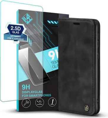 Produktbild von Handy Hülle für Nokia G11 / G21 mit 9H Displayglas Klapphülle Bookcase Flip Cover Handy Tasche Etui Farbe: Schwarz