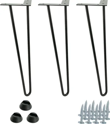 Obrázek produktu pro sada 3 nábytkových nohou Hairpin, výška 41 cm, 2 tyče, černý kov, ideální pro projekty DIY a renovaci nábytku, stabilní a moderní designové řešení