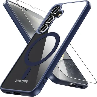 Image de Coque de protection avec verre trempé pour Samsung Galaxy S25/S24, compatible MagSafe, couleur bleue