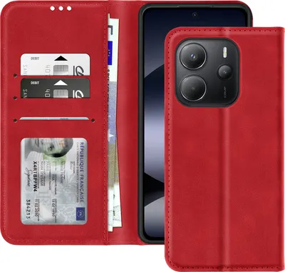 Produktbild von Avizar, Etui für Xiaomi Redmi Note 14 4G Portemonnaie Standfunktion, Rot