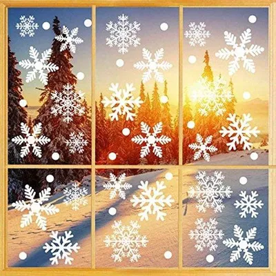 Produktbild von Unyqoos® Wiederverwendbare Schneeflocken-Fenstersticker – 366 statisch haftende PVC-Aufkleber, wasserdicht, Fensterdeko für Zuhause, Laden & Büro
