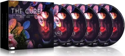 A box set of The Cure's "The Broadcast Collection 1979-1996" with five CDs displayed next to it.