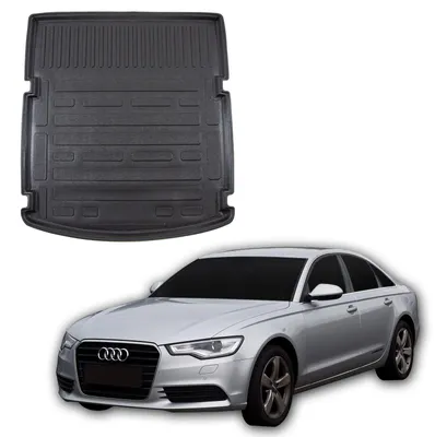 Produktbild von SCOUTT | Kofferraumwanne Laderaumwanne Kompatibel mit Audi A6 C7 Sedan ab 2011, mit Hoher Rand, Kofferraum-Schutzmatte, Geriffelt, Aufrollbar, Schwarz