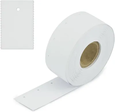 Produktbild von Druckerpapier - 1.000 Blanko-Kartonetiketten mit Loch (30 x 50 mm) weiß I perforierte Etiketten zum Beschriften auf Rolle I Preiskarten mit 3
