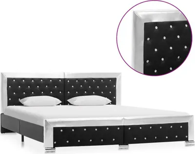 Image de Cadre de lit noir en similicuir 180×200 cm