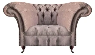 Produktbild von Chesterfield Grau Sessel Wohnzimmer Textil  Sitz Polstermöbel
