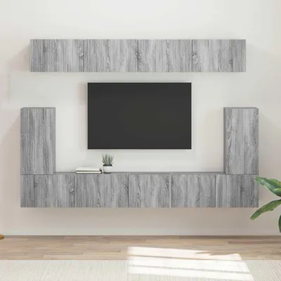 Produktbild von "Schlussverkauf" TV-SchrankSet Wandmontiert - 5 Stück - WohnzimmerTV-Möbel/TV-Tisch - Graues Sonoma Holzwerkstoff  C14391