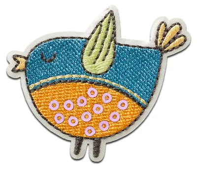 Produktbild von Vogel mit Pailletten Tier - Aufnäher, Bügelbild, Aufbügler, Applikationen, Patches, Flicken, zum aufbügeln, Größe: 4,6 x 5,1 cm