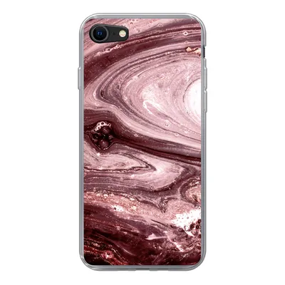 Produktbild von MuchoWow® Handyhülle Schutzhülle Hülle für iPhone 7 Marmor - Gold - Rosa Silikon Softcase Handy Hülle - Kartenhalter