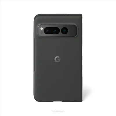 A dark gray Google Pixel Fold phone case is shown against a white background.