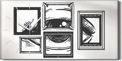 Produktbild von Wanduhr Bürouhr Leinwand Bild 60x30 Foto Bild Kunst Auge in Rahmengravur - weiße Hände