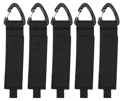 Klettband mit Karabinerhaken, 5 Stück, 38x240 mm, schwarz