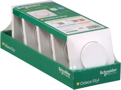 Produktbild von Set mit 5 kompletten Zweiwegeschaltern, Odace, SCHNEIDER ELECTRIC, weiß