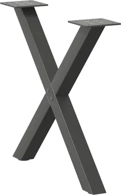 Image de Pieds de table basse en forme de X, 2 pièces, anthracite, 60 x (42-43) cm, acier
