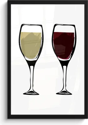 Produktbild von MuchoWow® MuchoWow® Gerahmtes Poster Illustration - Weingläser - Wein - Zeichnung - Bild 40x60 cm - Poster mit zchwarzem Bilderrahmen - Papierdruck - Wandbilder