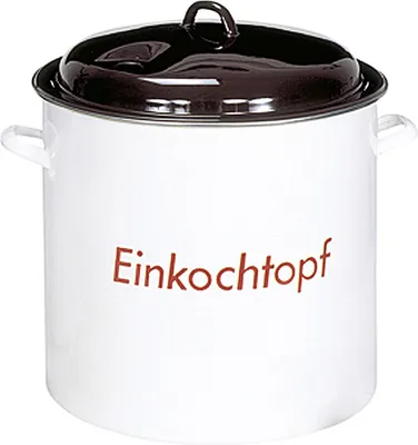 Produktbild von KARL KRÜGER Hrniec na konzervovanie s kovovou pokrievkou s otvorom pre teplomer 27 l Ø35cm biely smaltovaný