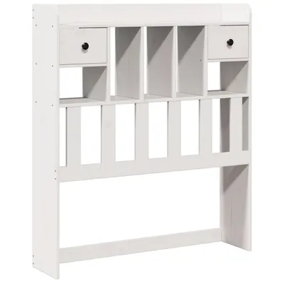 Zdjęcie produktu dla Wezgłowie do łóżka, z półkami, białe, 90 cm, drewno sosnowe