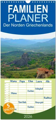 Produktbild von Familienplaner 2026 - Der Norden Griechenlands mit 5 Spalten (Wandkalender, 21 x 45 cm) CALVENDO