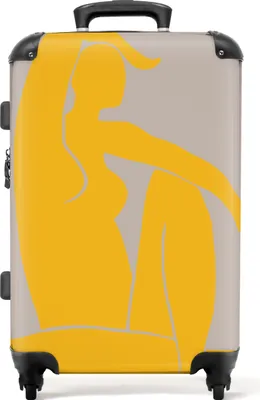 Produktbild von NoBoringSuitcases.com® Großer Koffer - Frau - Gelb - Grau - Abstrakt - Kombinationsschloss TSA - Hartschalen Trolley 4 Rollen - 72 liter - Reisekoffer - 66 cmKoffer Mittelgroß 67x43x25 cm, 72L,