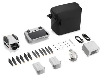 Immagine prodotto di DJI Mini 3, confezione "Fly More" e telecomando DJI RC