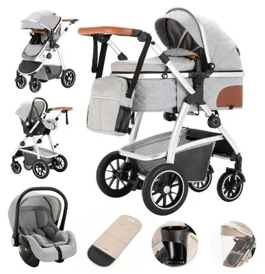 Productafbeelding van 3-in-1 kinderwagen met reiswieg en autostoel