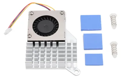 Obrázok produktu pre Pre RasPi 5 aktívny chladič, 4-pinový konektor, stabilný ventilátor z hliníkovej zliatiny, strieborný