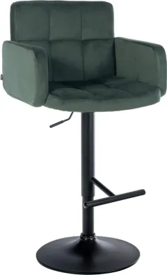 Immagine prodotto di Elegante sgabello da bar in velluto - seduta da bar - girevole a 360° e regolabile | Colore: verde scuro | Colore base: nero