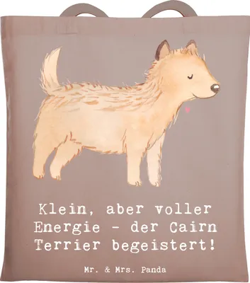 Produktbild von Mr. & Mrs. Panda Baumwollbeutel Cairn Terrier - Braun Pastell - Geschenk, Hunderasse, Hunderassen, Vielfalt, aktive Hunde, Hund, Abenteuer, Tote Bag, schottische, Tasche